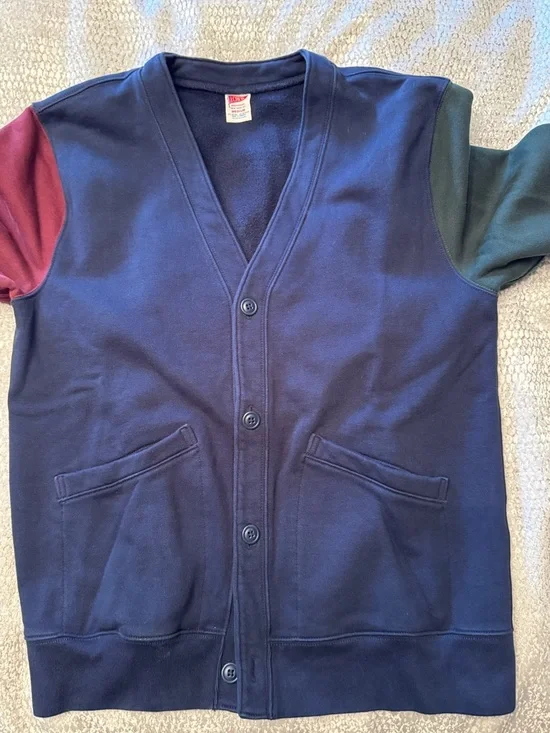 J. Crew Navy Deep V-Neck Cardigan. Medium - Picture 3 of 6